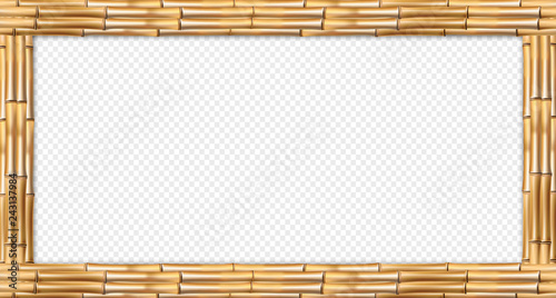 Rectangle brown bamboo poles wooden border isolated