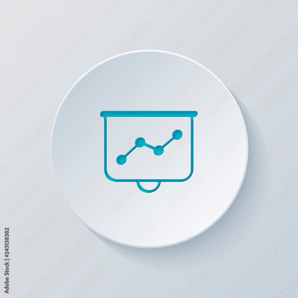 Projector screen for presentations, grow finance graphic. Cut ci