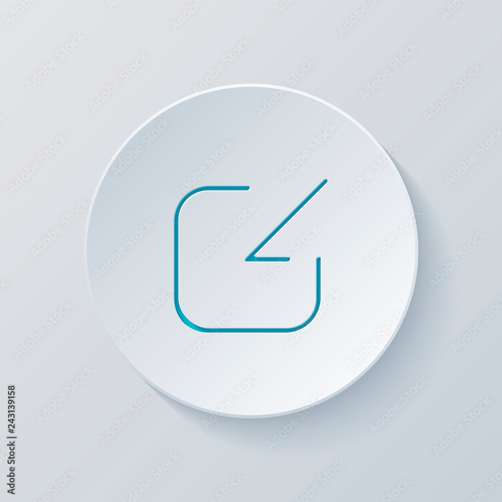 Share, login or download. Diagonal arrow into square. Cut circle