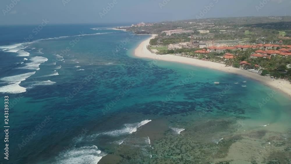 Aerial view of blue water and island. Aerial view of blue water and island.