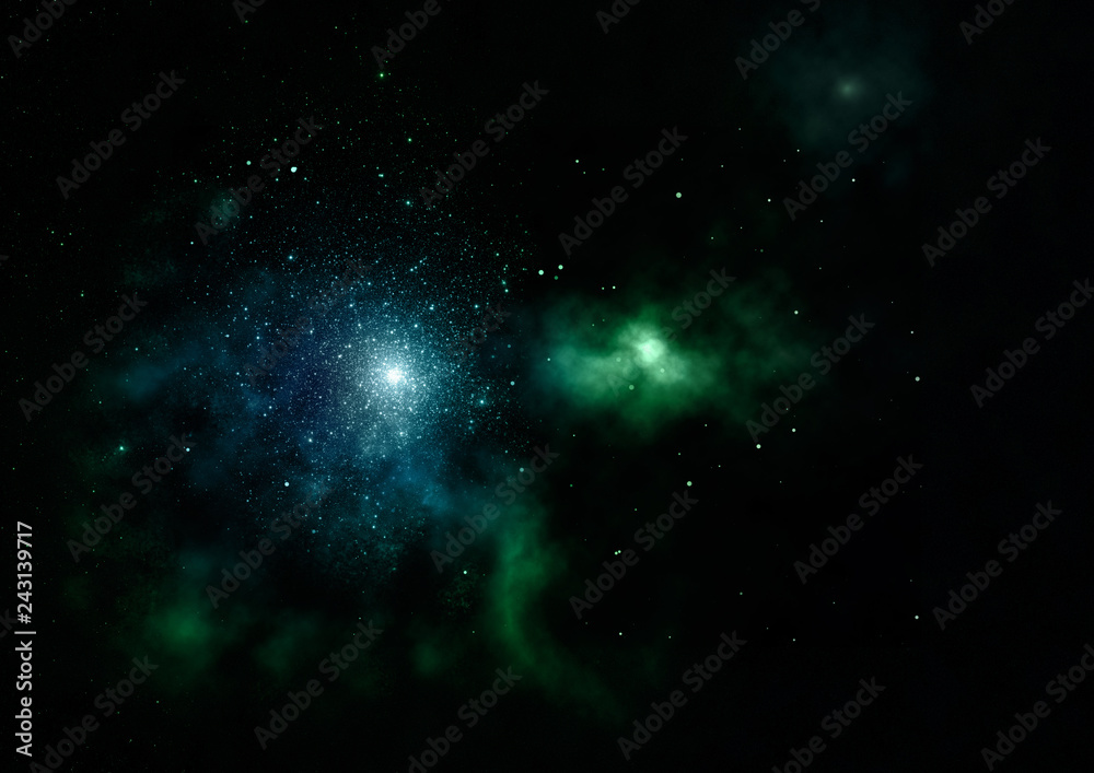 Naklejka premium Star field in space and a nebulae. 3D rendering