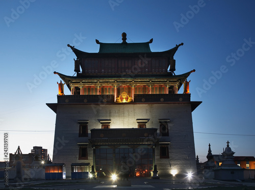 Temple of Boddhisattva Avalokiteshvara. Gandantegchinlen Monastery in Ulaanbaatar. Mongolia