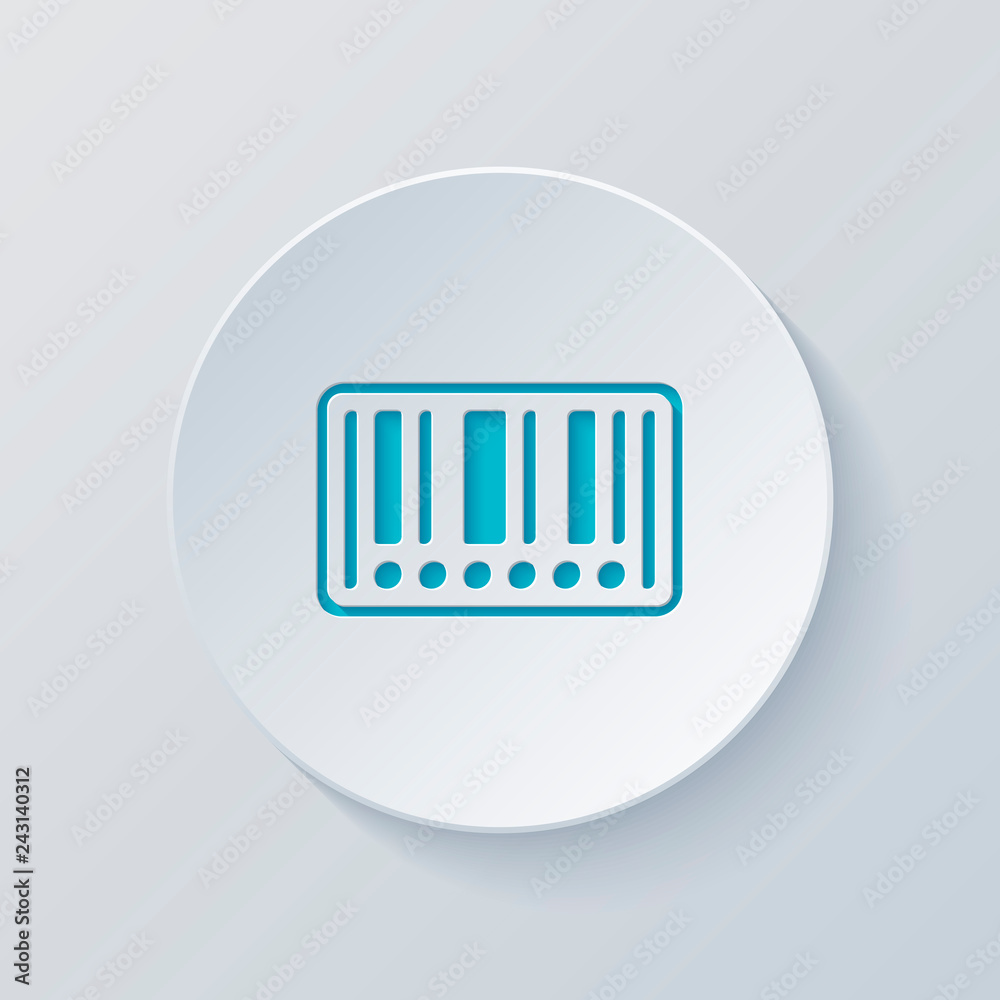 Barcode label icon. Circles instead of numbers. Cut circle with Barcode label icon. Circles instead of numbers. Cut circle with