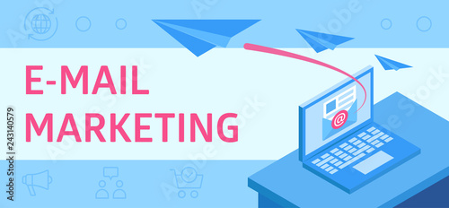 Illustration describing e-mail marketing, as a modern bussines tool