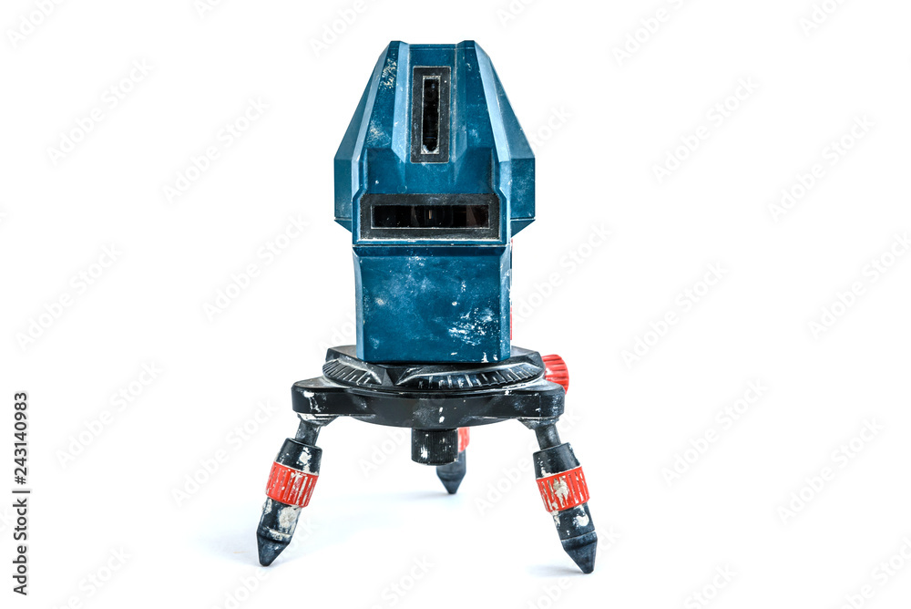 Fototapeta premium Working laser level isolated on white background. 
