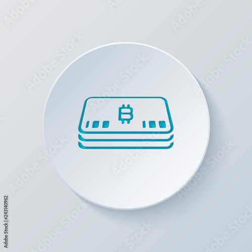 Pack of bitcoin money or vouchers. Business icon. Cut circle wit