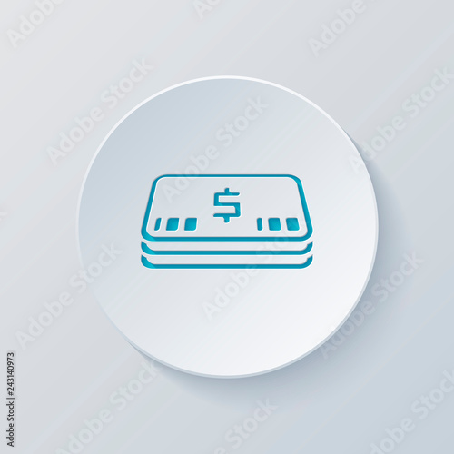 Pack of dollar money or vouchers. Business icon. Cut circle with