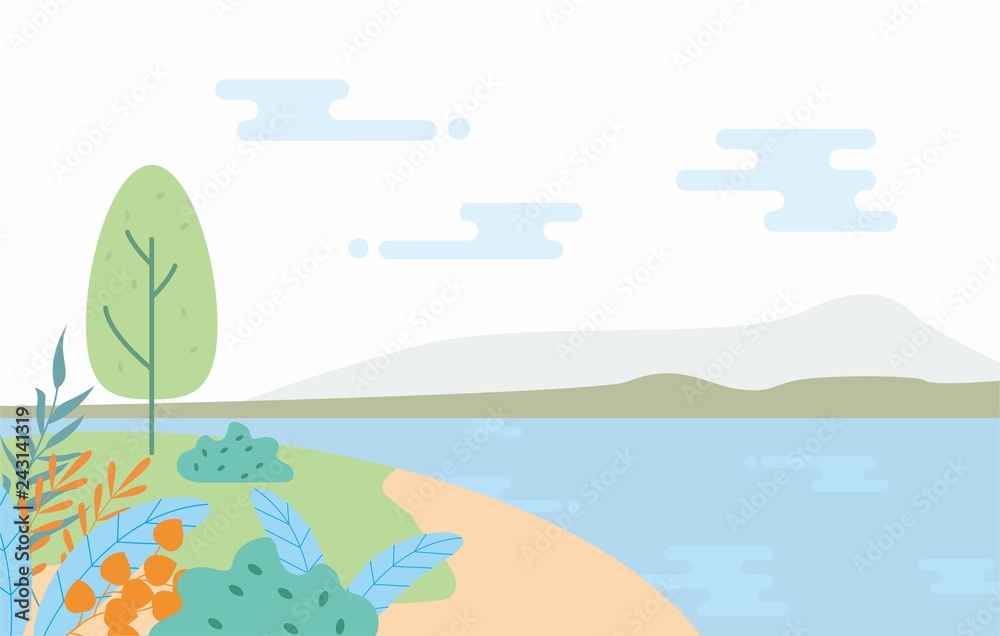 Naklejka premium Flat Nature landscape vector illustration