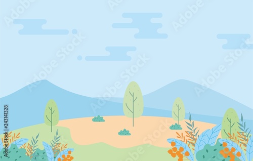 Flat Nature landscape vector illustration