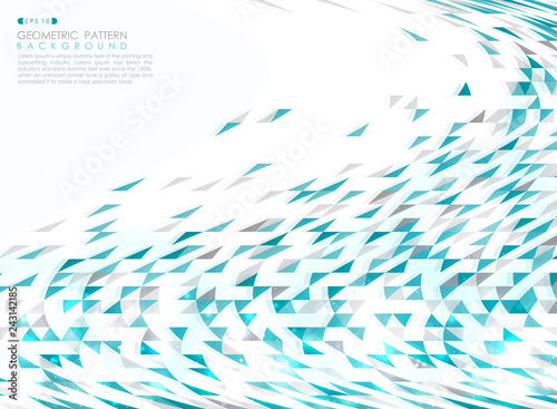 Abstract blue technology triangle geometric pattern with glitters effect background.