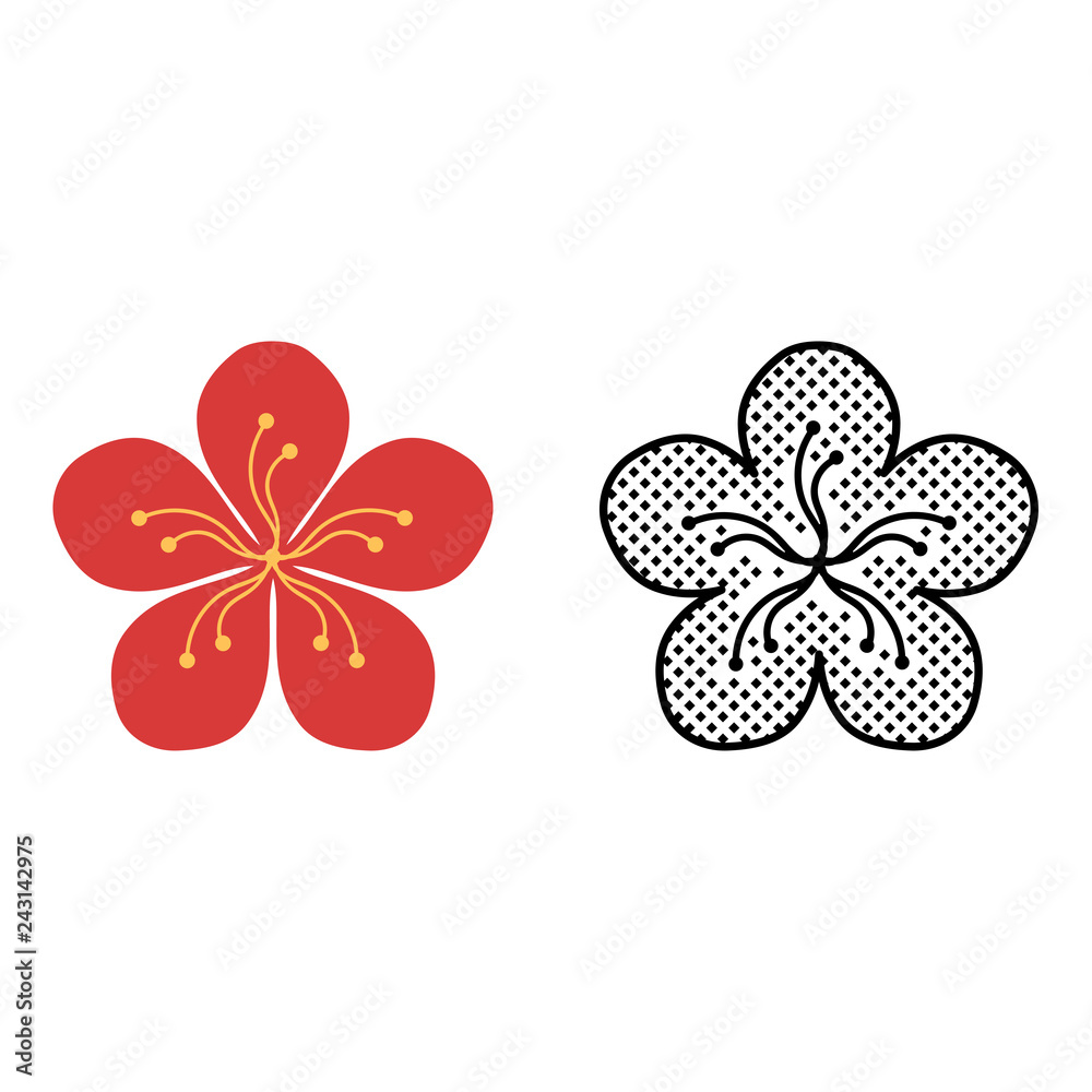 Peach blossom icon set, plant symbol, vector illustration Peach blossom icon set, plant symbol, vector illustration