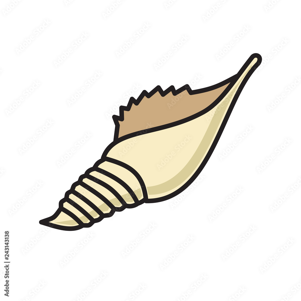 Sea shell color outline icon on white background for graphic and web design, Modern simple vector sign. Internet concept. Trendy symbol for website design web button or mobile app Sea shell color outline icon on white background for graphic and web design, Modern simple vector sign. Internet concept. Trendy symbol for website design web button or mobile app