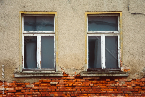 Brick wall with old windows