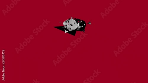 Black Soft and White Soft Dice Collided, 3D Animation on Red Background