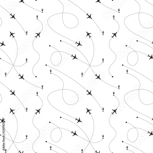 Tapety Transport  airplane-route-seamless-pattern-vector