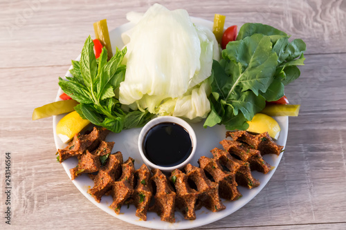 Cigköfte concept from Turkey for restaurant or cafe.