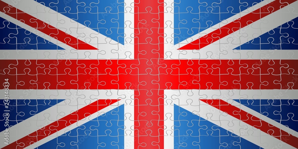 Fototapeta premium Flag of United Kingdom with puzzle background - illustration