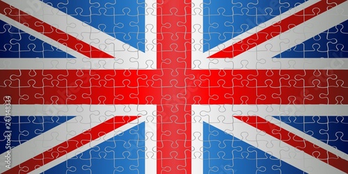 Flag of United Kingdom with puzzle background - illustration
