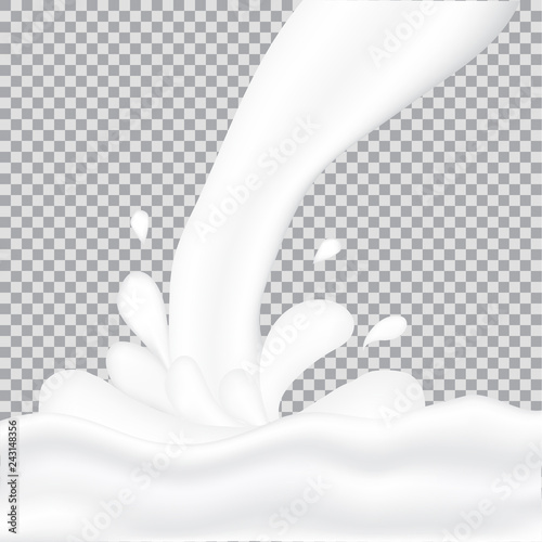 Realistic milk splash and pouring.
