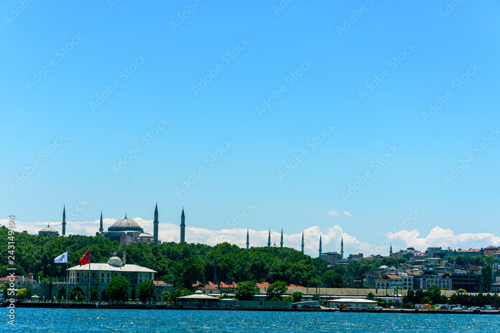 The view from the boat to the one part of city of Istanbul