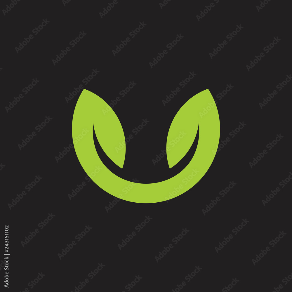 letter u simple geometric leaf curves simple logo letter u simple geometric leaf curves simple logo