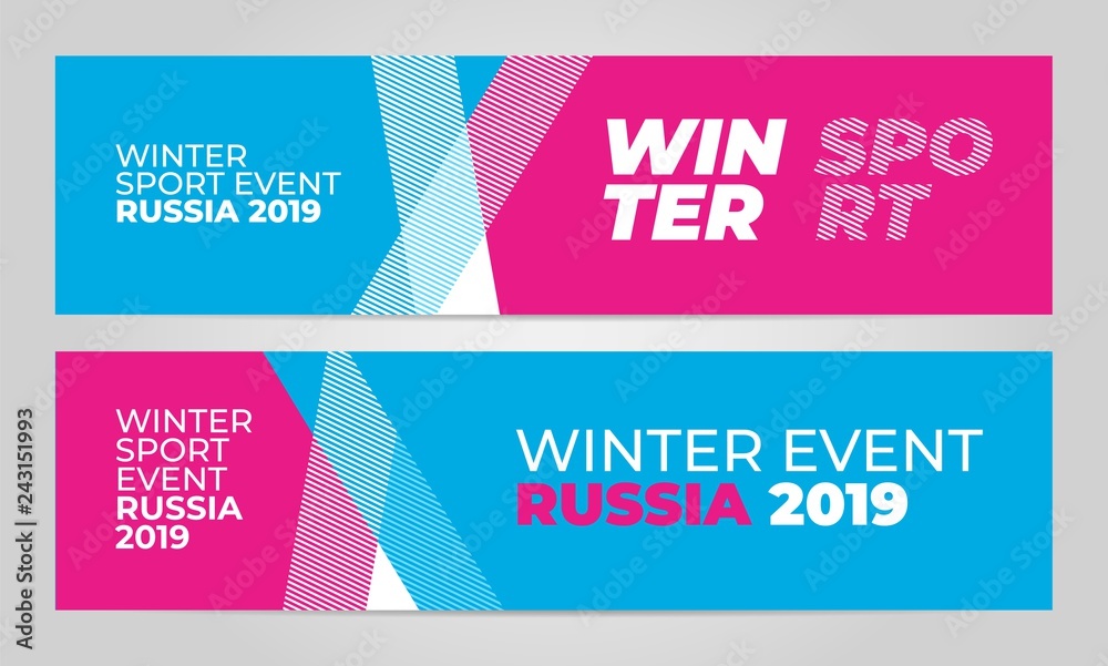 Layout banner template design for winter sport event, tournament or championship. 2019 trend.