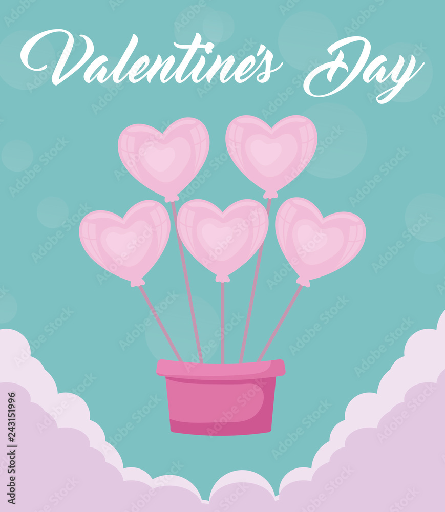 valentines day card with balloons helium