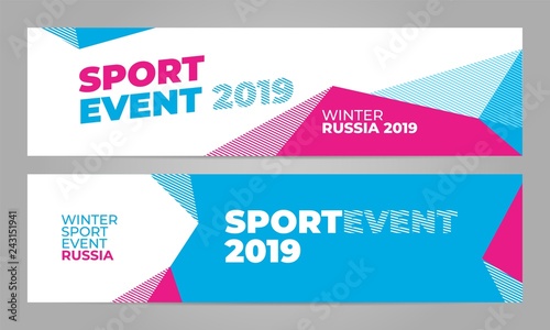 Layout banner template design for winter sport event, tournament or championship. 2019 trend.