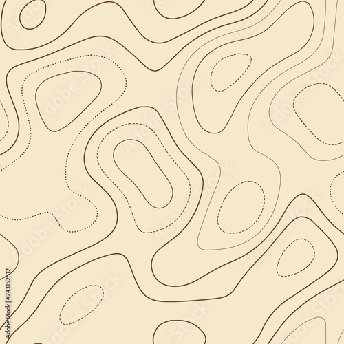 Topographic map lines. Admirable topographic map. Seamless design, dramatic tileable isolines pattern. Vector illustration.