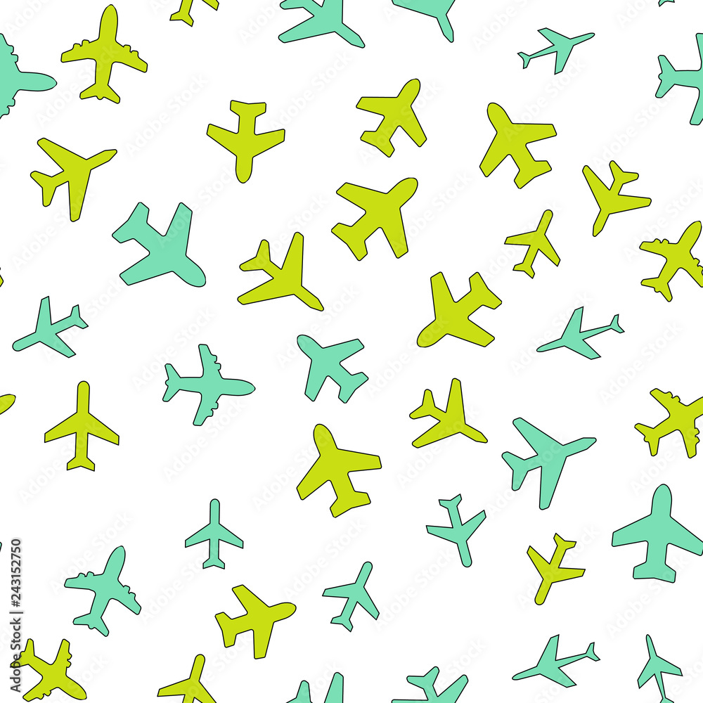Plane aircraft, travel concept. Seamless vector EPS 10 pattern Plane aircraft, travel concept. Seamless vector EPS 10 pattern