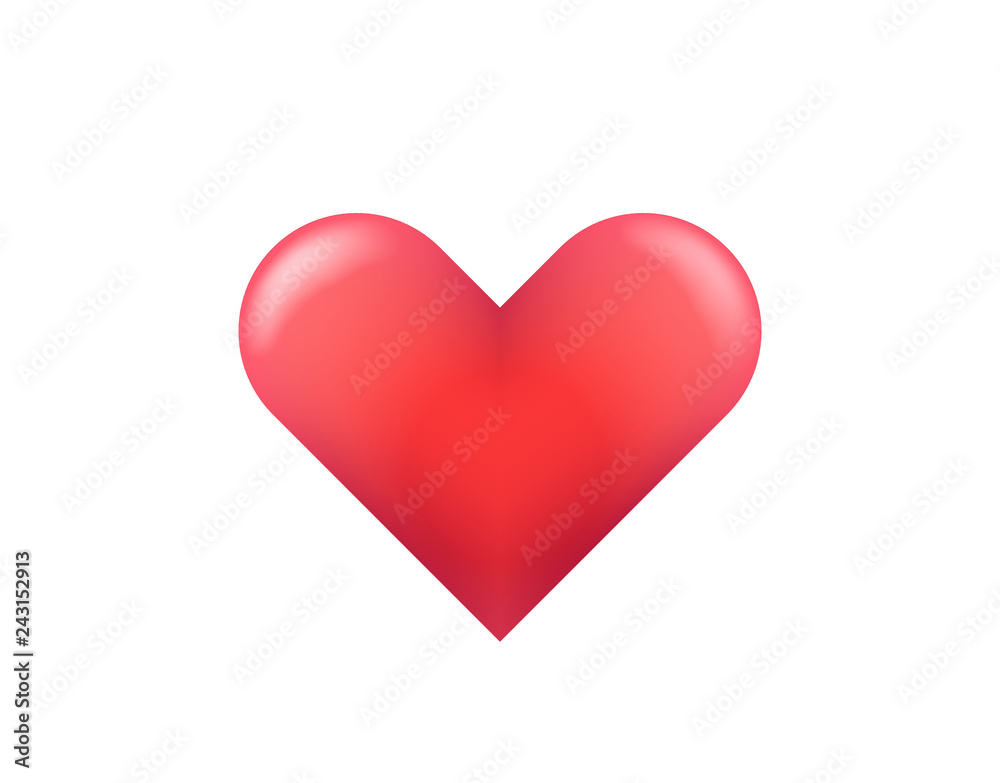 Red heart isolated on white background. Vector illustration