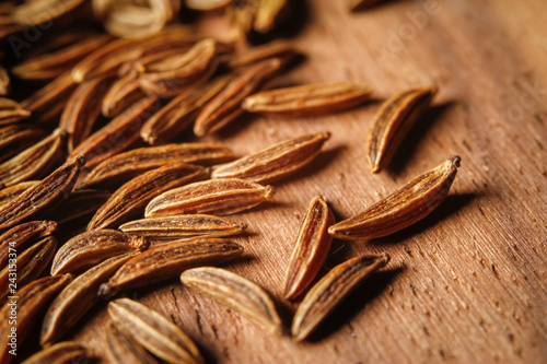 Tableau sur toile Dry cumin seeds or caraway. Extreme macro photography.