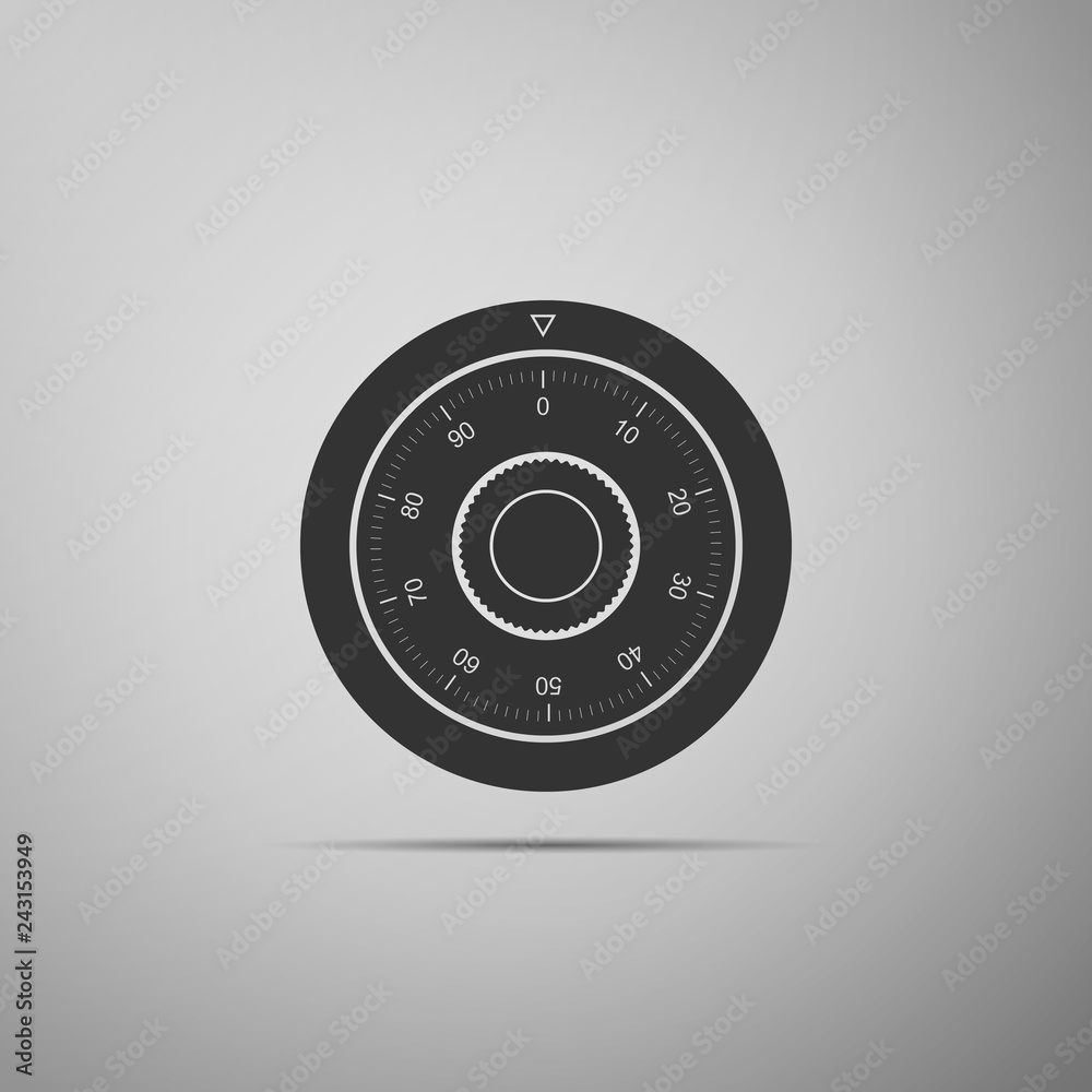 Safe combination lock wheel icon isolated on grey background. Protection concept. Password sign. Flat design. Vector Illustration Safe combination lock wheel icon isolated on grey background. Protection concept. Password sign. Flat design. Vector Illustration