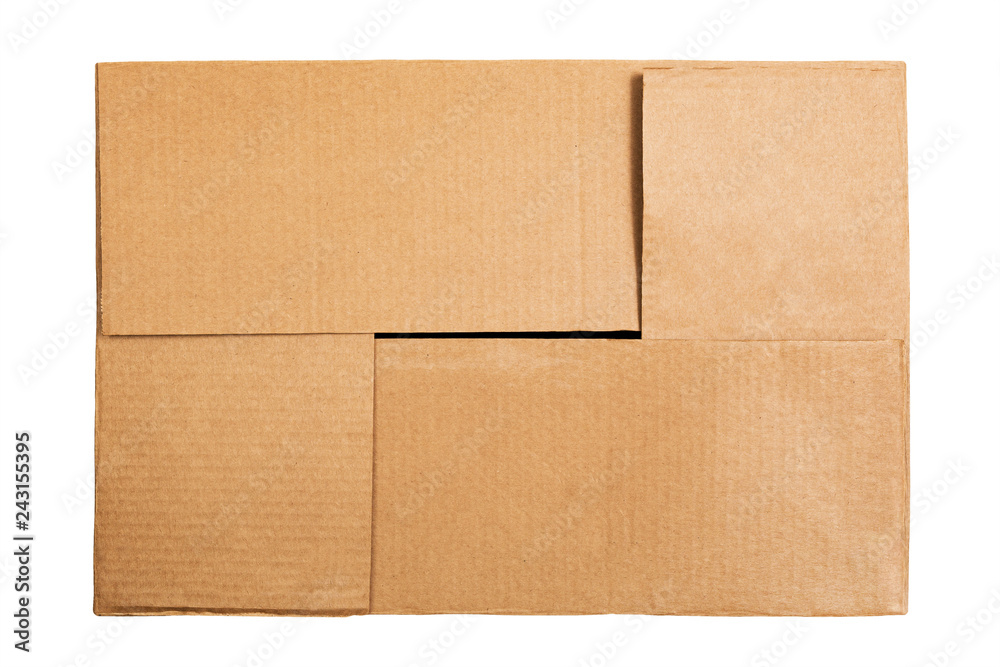 Above view of cardboard rectangular box isolated on white background. Top view Above view of cardboard rectangular box isolated on white background. Top view