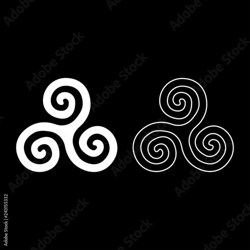 Triskelion or triskele symbol sign icon set white color illustration flat style simple image