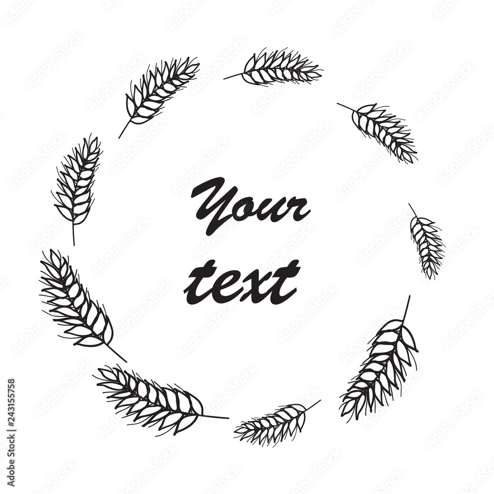 Hand drawn floral wreath. Print for clothes and other carriers. Vector. Hand drawn floral wreath. Print for clothes and other carriers. Vector.