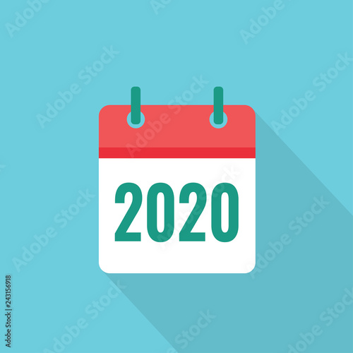 2020 calendar icon flat color. New year vector sign