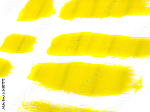 Yellow Acrylic Paint Stroke Isolated on White Background