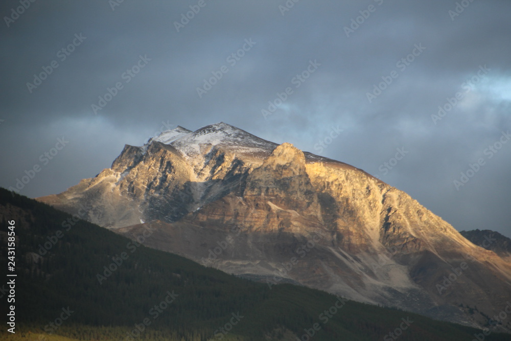 Rays Of Sun On Mount Tekarra, Jasper National Park, Alberta