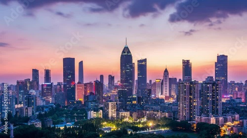 Time lapse of  wuhan city with busy traffic at night ,China