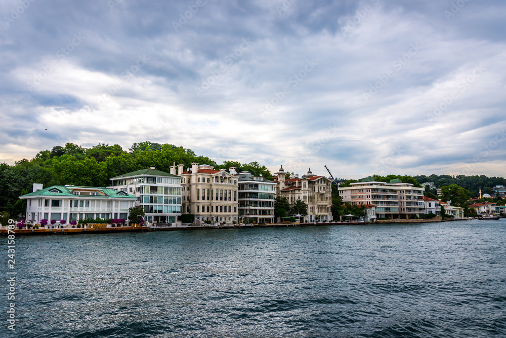 The buildings on the shore of the Bosphorus
