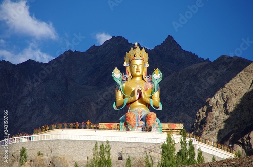 Statue of Buddha in Diskit in Ladakh, India