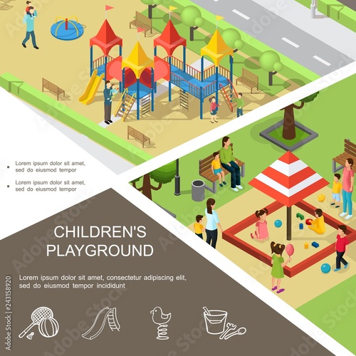 Isometric Children Playground Poster