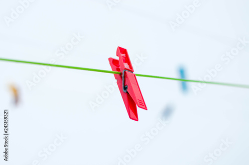 clothespin on winter clothesline