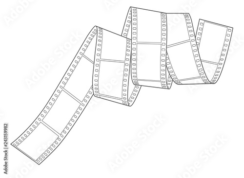 Hand-drawn 35mm analog negative film spiral, vector