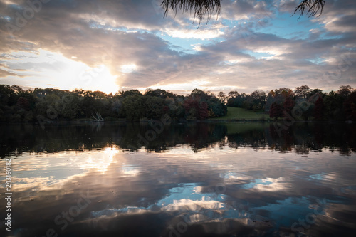 Fototapeta Naklejka Na Ścianę i Meble -  beautiful lake Marion in autumn fall colors,  Biarritz, Basque country, France