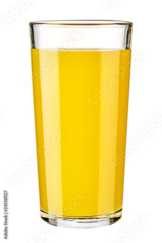 Glass with orange juice isolated on white background. 