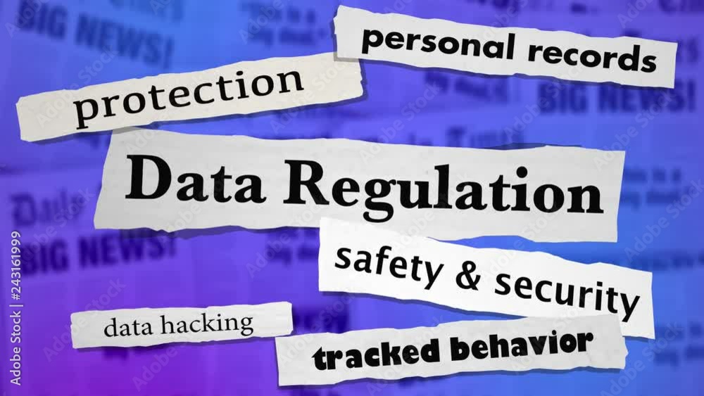 Data Regulation Newspaper Headlines 3d Animation Data Regulation Newspaper Headlines 3d Animation