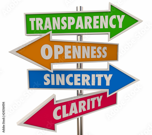 Fényképezés Transparency Words Signs 4 Arrows 3d Illustration