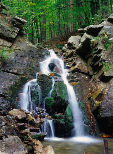 Kaskady Rodla, waterfall on Biala Wiselka (source of Wisla river) near Wisla resort bellow Barania Gora, Beskid Slaski mountains, Poland photo